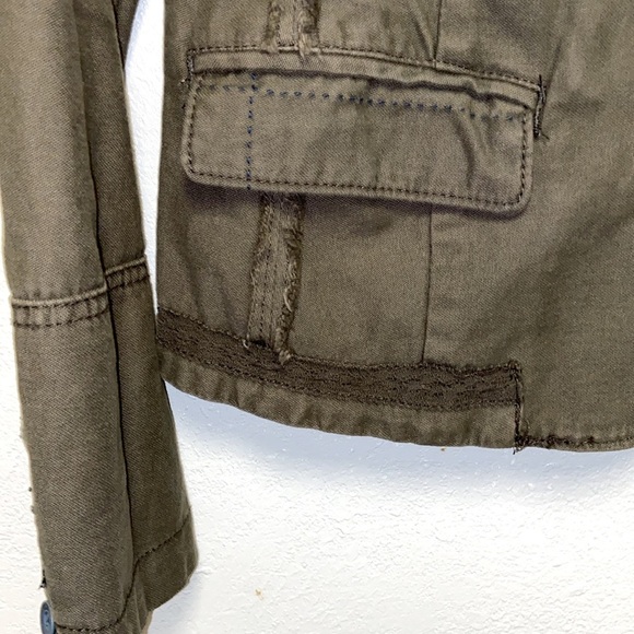Hei Hei by Anthropologie Olive Green Denim Utility Button Front Jacket 3050 - Picture 4 of 10